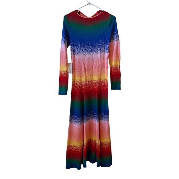 🆕 AMUR Vivian Rainbow Knit Midi Dress Sz M - Picture 4 of 8